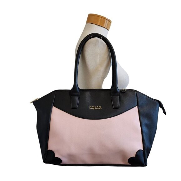 RARE Mary Kay Loly In The Sky Heart Print Colorblock Pink/Black Shoulder Purse - Picture 2 of 13